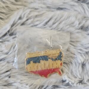 USA Map Pin with Red, Blue, and Gold Design